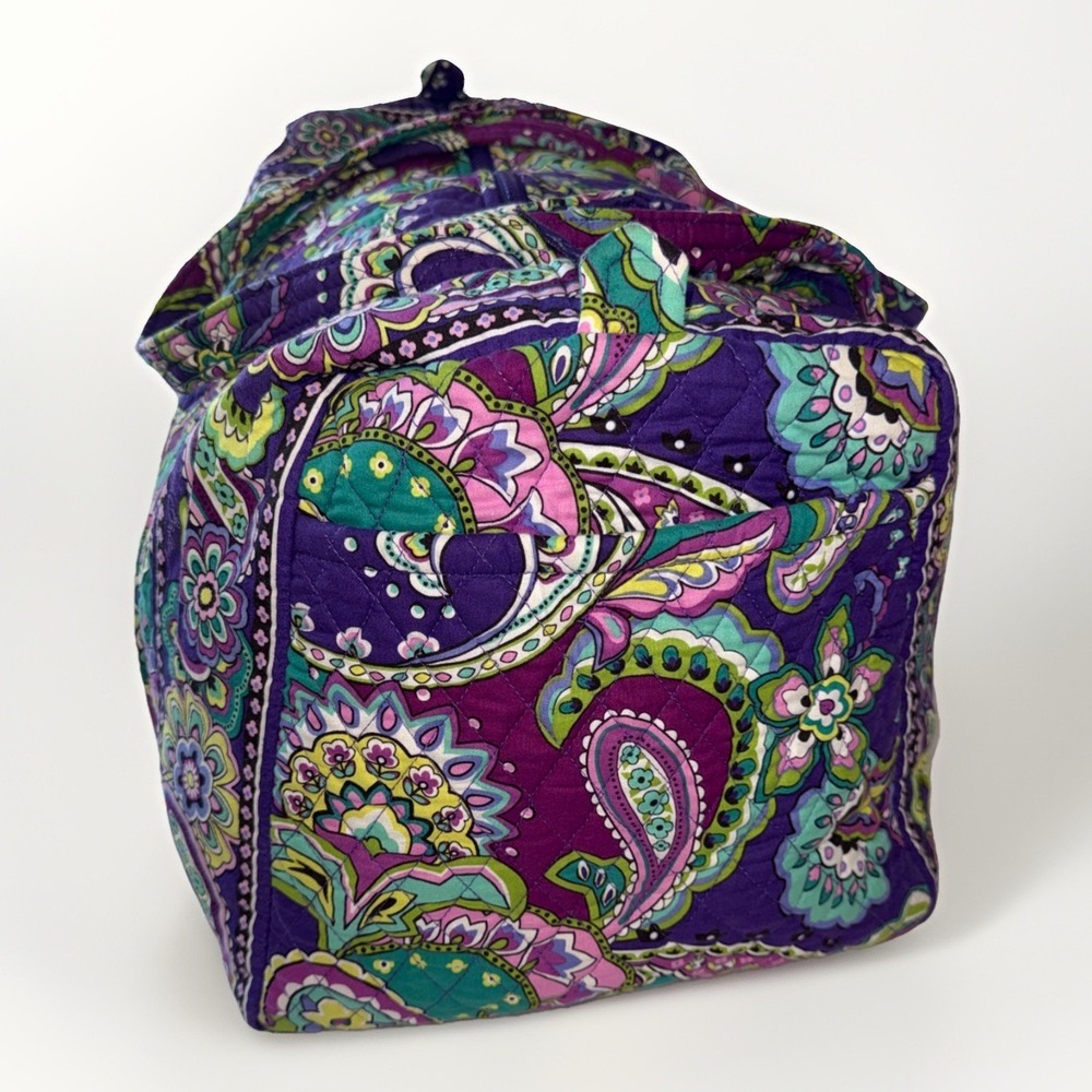 Vera Bradley Heather Large Duffel Bag Quilted Purple Travel CarryOn - Picture 3 of 8